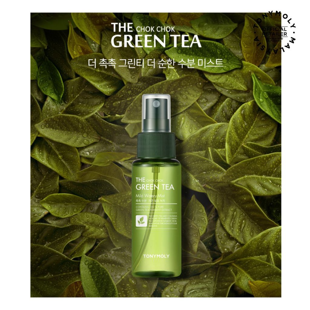 TONYMOLY The Chok Chok Green Tea Mild Watery Micro Mist Contain 100% Pure Green Tea Ferment Extract رذاذ صغير مائي خفيف من الشاي الأخضر