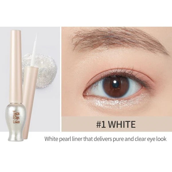 ETUDE Tear Eye Liner  01 White Crystal Pearl لاينر العيون السائل اللامع