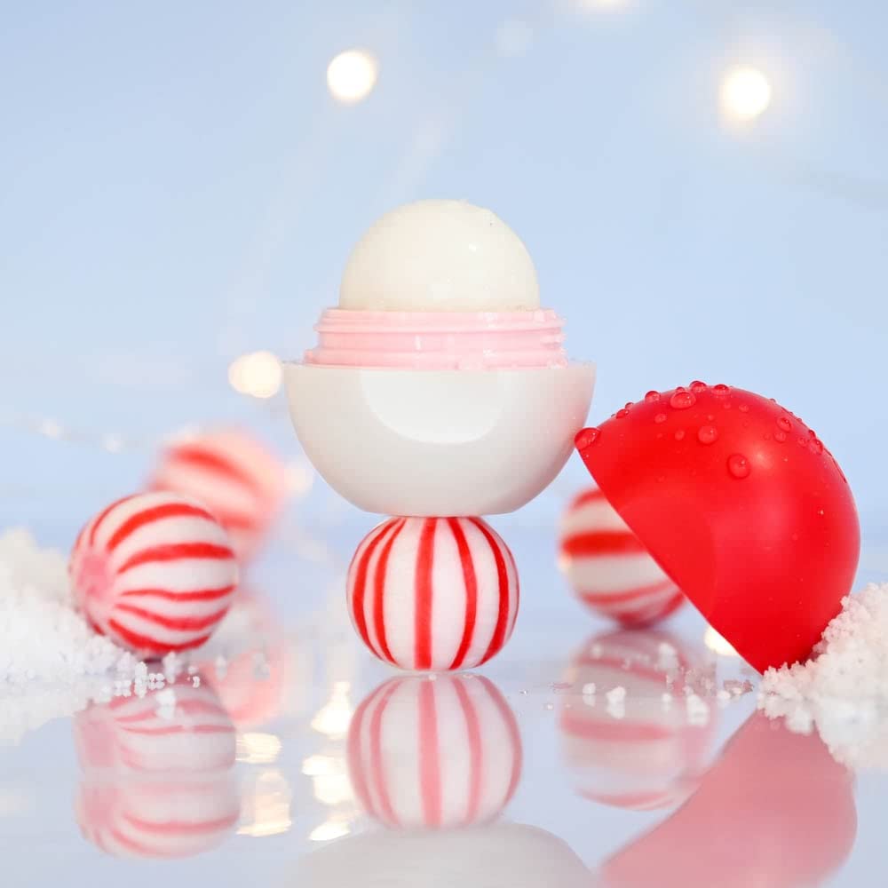 EOS Holiday Lip Balm Candy Cane Swirl Pink Champagne Raspberry Could