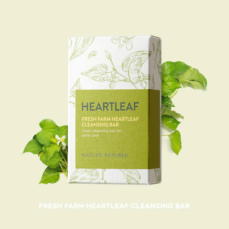 NATURE REPUBLIC Heatleaf Fresh Farm Heatleaf Cleansing Bar صابونة البشرة بالاعشاب