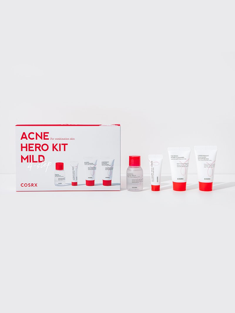 COSRX Acne Hero Kit Mild 4 Step مجموعة العناية للبشرة الحساسة والحبوب