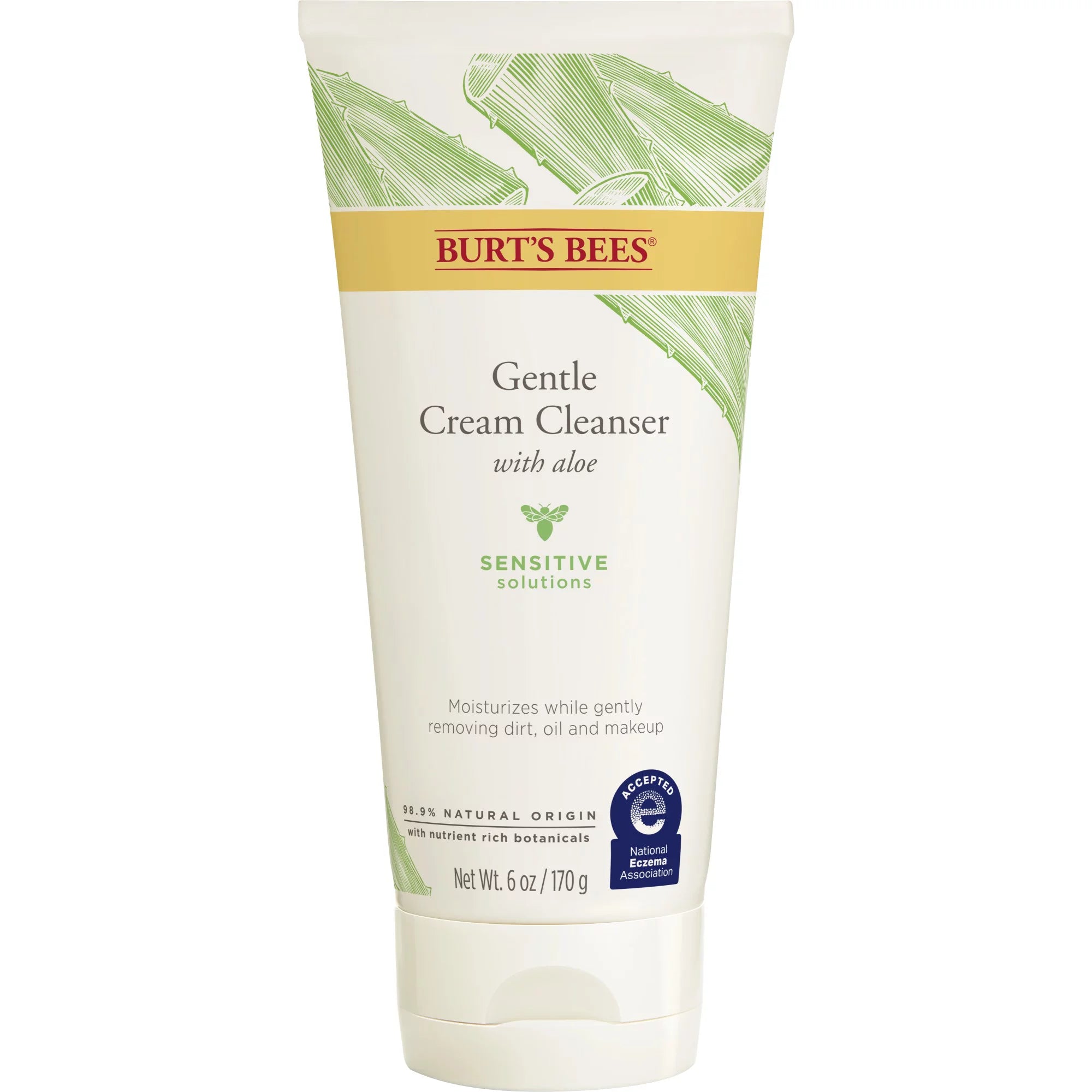 BURT’S BEES Sensitive Solutions Gentle Cream Cleanser with Aloe, 98.9% Natural Origin غسول البشرة بالالوفيرا
