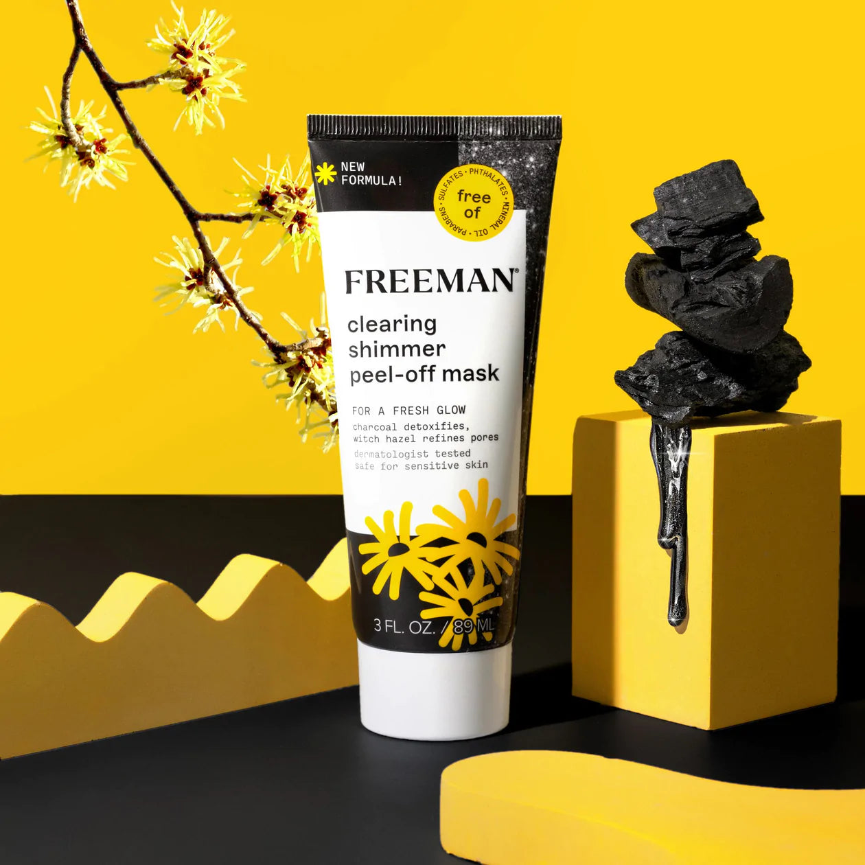 FREEMAN Clearing Shimmer Charcoal & Witch Hazel Peel Off Mask بيل اوف ماسك بالفحم