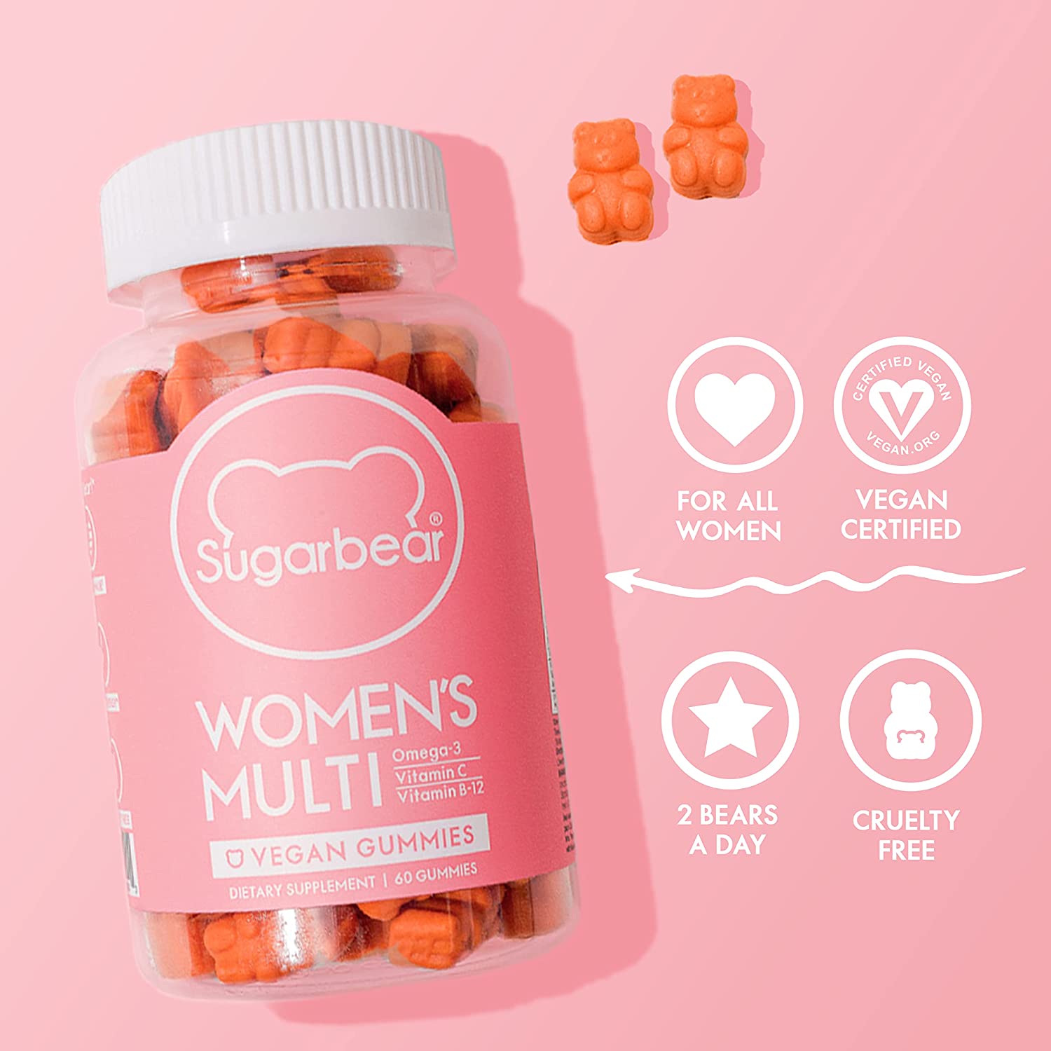SUGARBEAR Women's Multi Vegan Gummy 1 Month فيتامينات مقويه للنساء شوكربير ومن