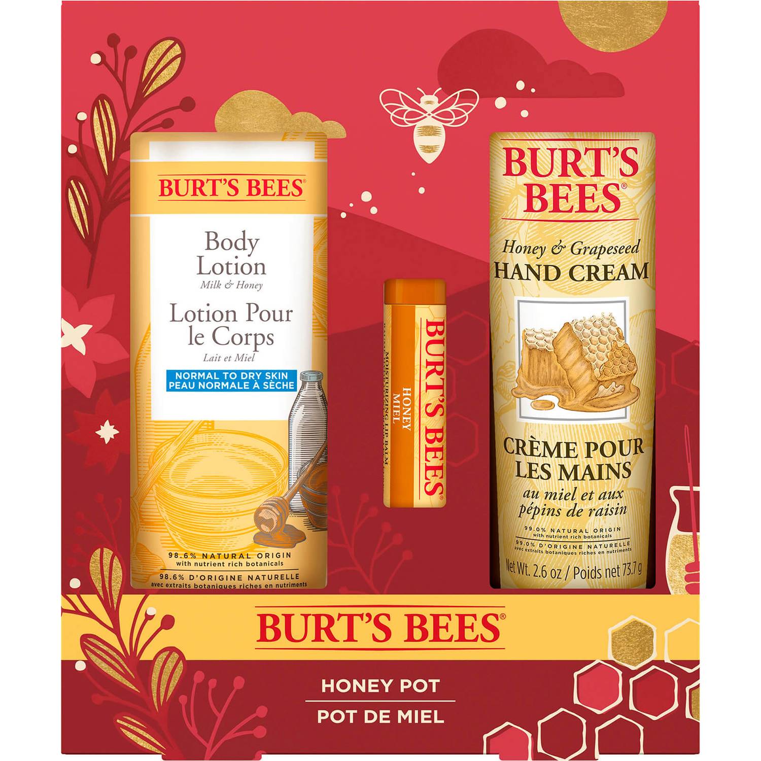 BURT’S BEES Honey Pot Honey Pot Lip, Hand and Body Gift Set